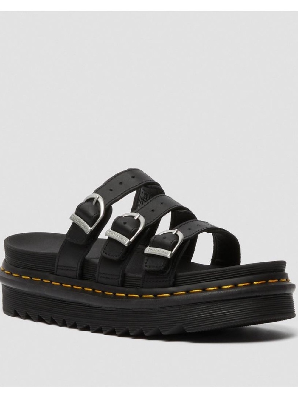 Dr. Martens Black Leather Blaire Slide Sandals - Size 10 💜